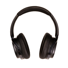 Fototapeta premium Modern wireless headphones in black on an isolated background