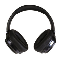 Modern wireless headphones in black on an isolated background