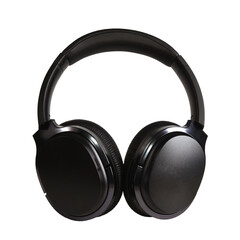 Modern wireless headphones in black on an isolated background