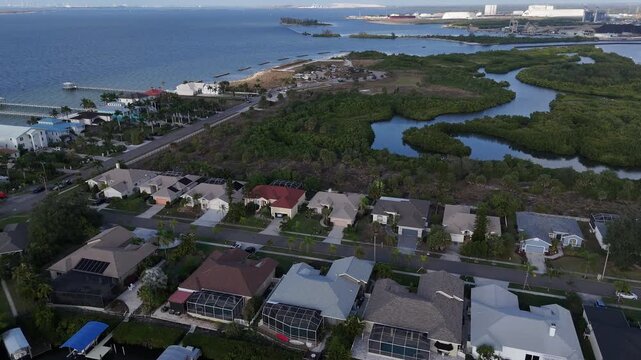 aerial of Apollo Beach, Florida Nature Preserve park on the Gulf