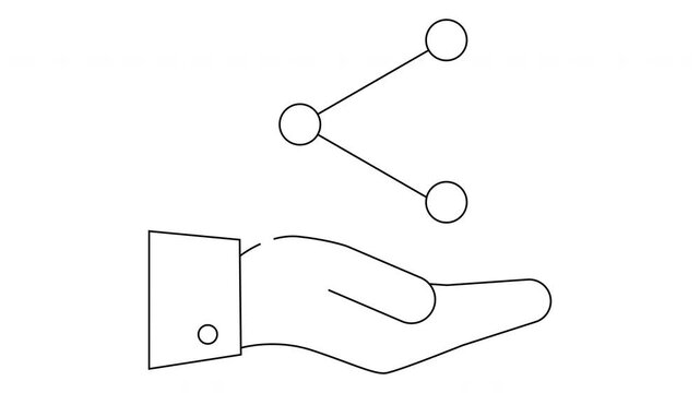 Hand with suit cuff presenting a connected network of three nodes