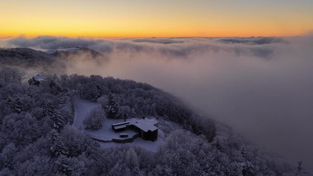 aerial pullout over luxury home near boone nc, north carolina
