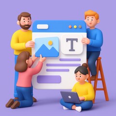 Collaborative digital interface design with a team of developers and a ladder