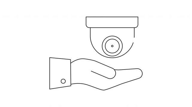 Hand presenting a CCTV camera drawing depicts technology and observation