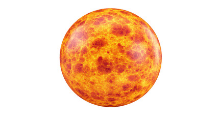 Fototapeta premium Fiery sphere glowing orange yellow surface hot texture abstract energy cosmic object isolated on transparency background intense heat science fiction digital art vibrant color