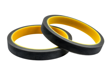 two rubber rings in black and yellow . Isolated on transparent background, png