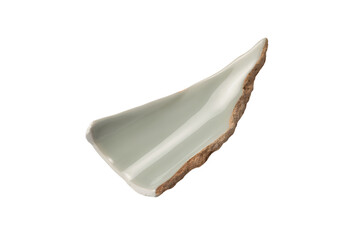 Ancient ceramic shard,  historic artifact against background . Isolated on transparent background, png