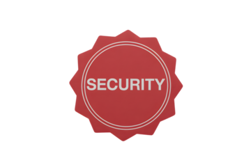 red security badge with star shape outline . Isolated on transparent background, png