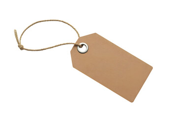 Blank tag with string for product label or gift . Isolated on transparent background, png