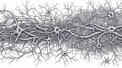 Intertwined Networks: A Conceptual Illustration of Biology and Technology Fusion