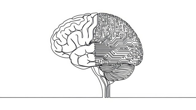 Creative illustration showcasing the integration of human brain with digital circuits - Powered by Adobe