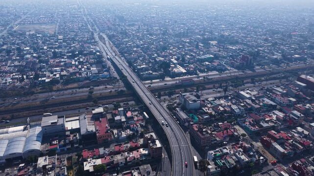 Overhead drone capture of a traditional neighborhood in Ecatepec, north of CDMX