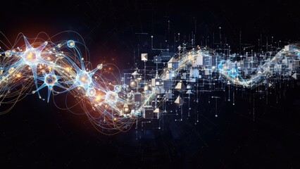 Complex neuronal network and data structure illustration for advanced technology