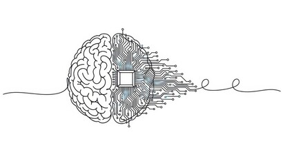 Mind Meets Machine: Conceptual Brain Graphic representing Artificial Intelligence Integration