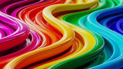 Vibrant rainbow waves of color abstract background