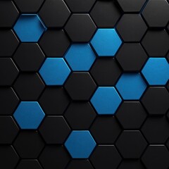 Abstract honeycomb structure with contrasting blue and black hexagonal elements
