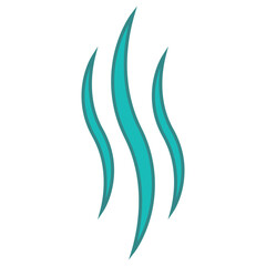 Fototapeta premium Stylized vector illustration of rising teal steam or heat waves icon