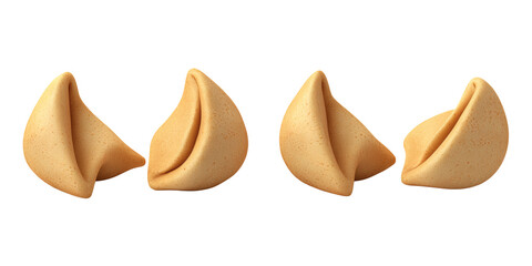 Four fortune cookies on a transparent&nbsp;background with space for messages