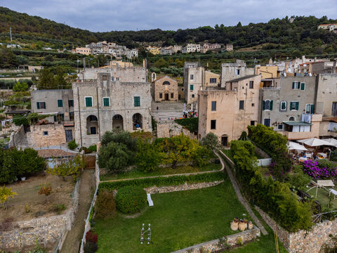 Aerial view of the beautiful town of Verezzi in Liguria