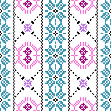 Garden Bloom Ornamental Seamless Design for carpet, Pixel, Pastel Geometric , print, wrap, decorative, illustration, Fabric, Wallpaper, Ceramics. 
