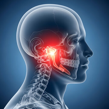 Digital Anatomy Representation Showing Temporomandibular Joint Dysfunction and Jaw Area Discomfort