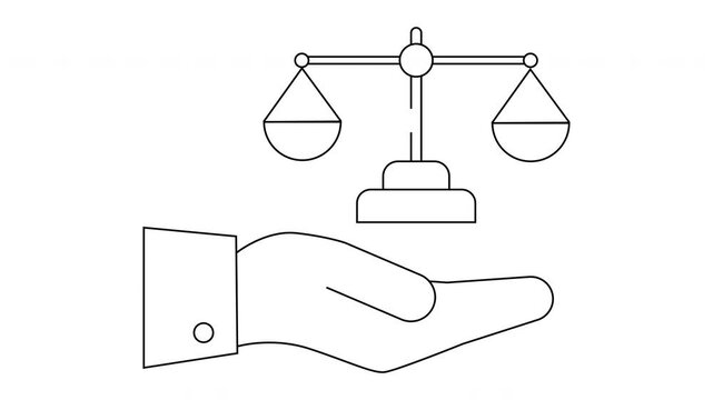 A hand holds a justice scale symbolizing fairness and legal representation