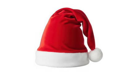 Red velvet santa hat isolated on transparent background