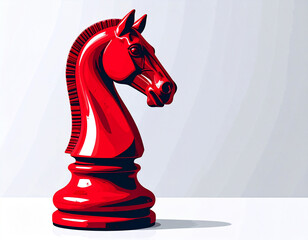 Symbol of New Year. Red chess horse on white background. Wooden symbol. Color image. Happy new years.
