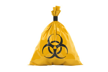 Yellow Biohazard Bag, Danger Concept  . Isolated on transparent background, png