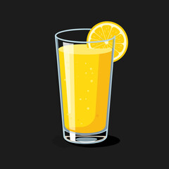 Refreshing Glass of Orange Juice with Lemon Slice.
