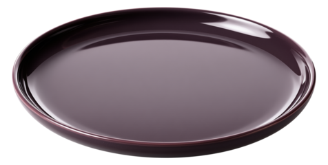 empty smooth dark purple plate featuring polished minimalistic design in an angled perspective