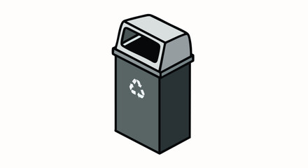 Simple isometric recycling waste bin vector design element Eco Rubbish Trashcan Conservation Symbol