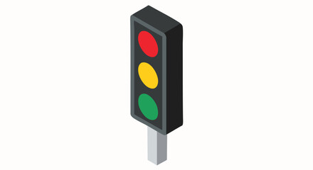 Isometric traffic light red yellow green vector illustration road signal control city urban street junction direction
