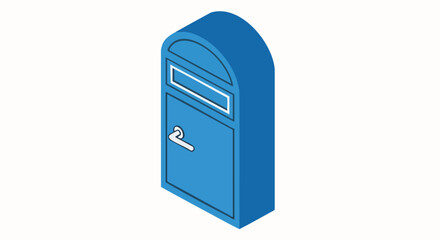 Isometric blue door icon with arched top and mail slot Vector Illustration Entrance Asset Object Mailbox
