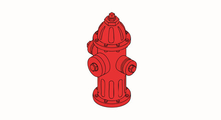 Red fire hydrant vector graphic outline isometric design illustration emergency safety city