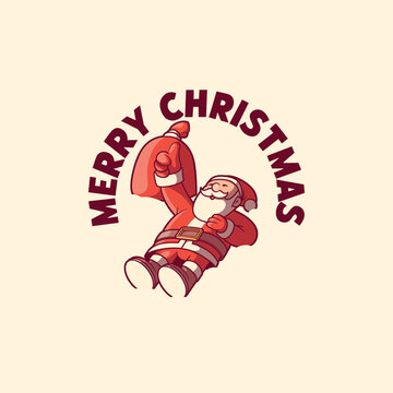 Funny Santa Claus Laying on the floor vector illustration. Holidays, seasonal design concept.