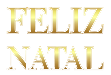 Elegant 'Feliz Natal' golden text, meaning Merry Christmas in Portuguese. Luxury typography for holiday greeting cards, festive designs, and seasonal promotions. Isolated with transparent background.