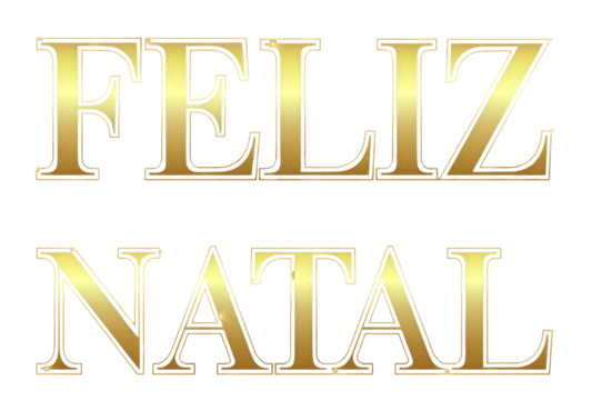 Elegant 'Feliz Natal' golden text, meaning Merry Christmas in Portuguese. Luxury typography for holiday greeting cards, festive designs, and seasonal promotions. Isolated with transparent background. - Powered by Adobe