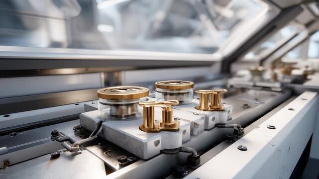 Detailed Close-Up of Advanced Mechanical Components on a Precision Assembly Line Showcasing Industrial Machinery and Engineering Design in Modern Manufacturing Settings
