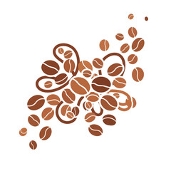 Obraz premium Coffee beans scattered in a dynamic pattern with warm brown tones and detailed textures