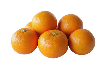 Five fresh whole oranges grouped together isolated on Transparent Background