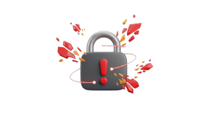 Conceptual 3D Icon for Cybersecurity Threat, isolated on white background