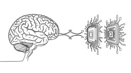 Conceptual connection showcasing the interlinking of human intelligence and artificial systems