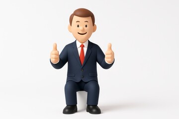 Fototapeta premium Smiling Businessman Sitting and Showing Double Thumbs Up Approval