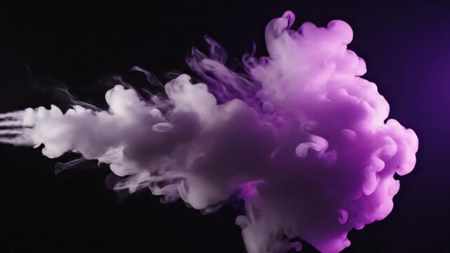 Vibrant Purple Cloud of Smoke on Dark Background