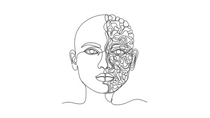 Duality of Mind and Form: A single line drawing exploring inner complexity and outer appearance