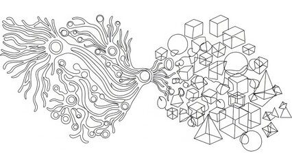 Abstract design showcasing the conceptual bridge between organic structures and geometric forms