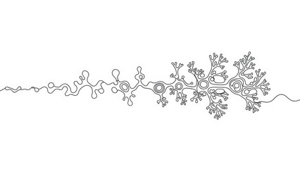 Elegant neuron line drawing, representing cellular communication and neuroscience visualization