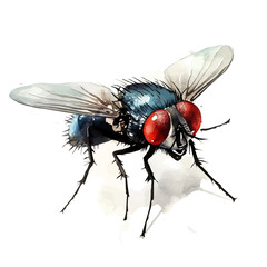 Hand-painted style, vectorized, vector set available in EPS An Elegant watercolor painting design_Watercolor_style_painting_of_a_fly_on_a_white_background