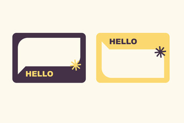 Hello Tag for events, conferences, and workshops. Blank name sticker design. Vector illustration.